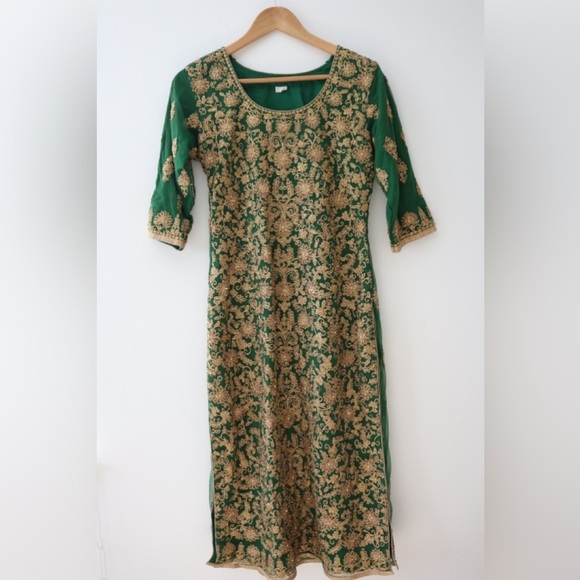 Indian/Pakistani Asian Weddings Fancy Capri Trousers Kameez dress size Small - Picture 1 of 16